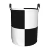 Laundry Bags Black White Checkered Hamper Large Storage Basket Plaid Tartan Kids Nursery Toy Organizer