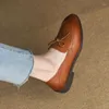 Scarpe casual Mocassini giornalieri britannici Mocassini vintage piatti in pelle crosta di mucca Donna Primavera Autunno Slip On semplici