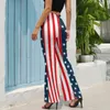 Amerikaanse vlag print broek sterren en strepen elastische taille sexy flare broek zomer print straat fi broek cadeau idee 954H #