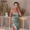 Jeheth Mermaid Prom Dres Afneembare Trein Strapl Sleevel Party Dr Sexy Satijn Side Split Kralen Vestidos De Gala z9wJ #