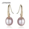 Dangle Earrings Classic Simple 925 Sterling Silver Hook Elegant Round Natural Pearl Drop For Office Lady Fine Jewelry Brincos JPSE042