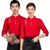 Hôtel Serveur Workwear Lg Manches Western Restaurant Hot Pot Cuisson Lait Thé Restaurant KFC Vêtements Automne T-shirt F7vo #