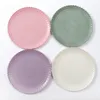 Flatware Sets Custom Solid Color Non-slip Purple PP Material Round Plastic Dinner Green Charger Plate For Wedding Decoration