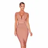 willbenice Women Hollow Cut Out Bandage Pink Dr Evening Sexy Plunge V Bustier Sleevel Bodyc Club White Club Party Dr J7i7#