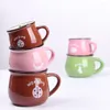 Tasses Glaçure colorée Grand Ventre Tasse de petit déjeuner Tasse en céramique Couple Café Eau simple