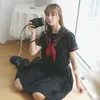 Stile giapponese della Corea JK Uniforme scolastica Sailor Dr Suit Ragazze ShortLg Manica Hell Gonna a pieghe Academy Anime Kawaii Cosplay O7tu #