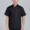 men Women Restaurant Kitchen Chef Uniform Short Sleeves Chef Jacket Works Clothes Canteen Cake Shop Cafe Shirt Cooking Costume Z3OD#