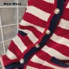 Tricots pour femmes 2024 hiver femmes décontracté simple boutonnage baggy pull vintage rayé pulls tricot à manches longues col rond lâche cardigans
