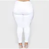 Большие размеры рваные белые узкие джинсы-капри женские 4XL 5XL осень Distred тонкие повседневные джинсы карандаш джинсовые брюки Mom Jean L6zr #