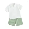 Clothing Sets Toddler Baby Boys Summer Clothes Short Sleeve Button Shirt Elastic Waist Shorts Set Little Kids Matching Outfit