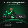 Dames Shark Slippers Halloween Kerstprint Zacht Platform Dikke Bodem Glow In Dark Slides Home Outdoor Sandalen 240318