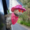 Dog Apparel 1 Set Pet Hat Scarf Glasses Cowboy LED Light Glossy Heart Lens Lace-up Neck Wrap Cat Cosplay Costume Po Prop