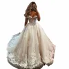 Boda de lujo Dr Off Hombro Apliques de encaje A-Line Boho Princ Blanco Marfil Nupcial Dr Bohemio Vestidos de boda 2022 G4HF #