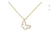 Designer merk van vlinder ketting 925 Sterling verzilverde 18k gouden mini kleine witte fritillaria hangende kraagketen