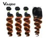 حزم الموجة الفضفاضة VAAJEE مع الإغلاق Haive Cleave Hair 30 بوصة OMBRE Extensions Natural Brown حزم الشعر للنساء السود 2106159124765