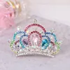 Grampos de cabelo mini bonito amor coração cristal strass princesa coroa pente festa de aniversário tiaras para meninas crianças jóias acessórios