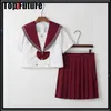 vermelho curto lg manga JK uniforme marinheiro terno Rose Poetry ortodoxo terno médio uniforme escolar natal pairty dr estudante m5eE #