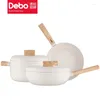 Cookware Sets Debo 3003 Aluminum Alloy Non-Stick Pan Set Modern Kitchen Frying Wok And Stockpot Three-Piece High-End Easy To Clean