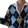 y2k женские свободные свитера с цветными блоками, осень-зима, кардиганы с v-образным вырезом и принтом Lg для взрослых, 34I7 #
