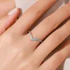 Cluster Rings STL S925 Sterling Silver Letter V-shaped Blue Diamond Ring For Women With European And American Cross-border Personality