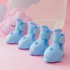 Vêtements pour chiens Chaussures de chiot de dessin animé Bottes de pluie de gelée de Poméranie Ensemble de 4 chaussures imperméables Accessoires pour animaux de compagnie