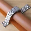 Watch Bands Curved End Watchbands 18MM 20MM 22MM 24MM Silver Stainless Steel Solid Links Straps Bracelets Safety Buckle Folding Cl213P