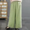 Pantaloni da donna Pantaloni lunghi stile cinese a gamba larga con tasche per donna Vita elastica retrò dal design ampio
