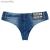 Kvinnors shorts sexig dubbelknapp Öppen Crotch Denim Women Casual Nightclub Party Ultra Short Pants Kvinnlig låg midje Triangel Jeans 2024 240329