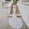 vestido De Noiva Sexy V-neck Mermaid Lace Wedding DrTank Sleeve Bridal Robes Satin Court Train Bride Dres b5bD#