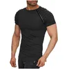 Heren T-shirts 5 kleuren Heren T-shirts Solid Slim Plooien Rits Mouw Mode Korte T-shirt O-hals Casual Kleding Streetwear Drop Deliv Dhvbz