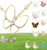 Designer Necklace jewelry Fashion Big butterfly Pendant women white diamond Rose Gold silver pink purple necklaces for teen girls 7924341