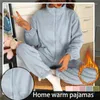 Accueil Vêtements Flanelle Pyjamas Pour Femmes Hiver Chaud Pyjamas Cardigan Pantalon Costumes Loungwear Vêtements De Nuit Fille BasicCasual Pijama Mujer Coréen