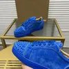 Casual schoenen luxe topkwaliteit heren klinknagels dames voor heren designer sneakers flats herenschoenen blauwe puntige sport