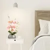 Decorative Flowers Artificial White Orchid And Flower Pot Phalaenopsis Used For Ceramic Grey Vase Interior Decoration