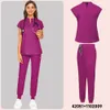 İnce Fit Scrubs Tıbbi Üniformalar Kadın Scrubs Üstleri Pant Hastane Hemşireleri Accories Diş Kliniği Güzellik Sal Spa Lab iş kıyafetleri W0JZ#