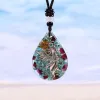 Halsband Bird Pendant Chakra Energy Orgonite halsband Naturligt turkosa hänge teardrop Healing Crystals Jewelry for Women