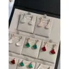 Designer Bulgarie jewelry Baojia Skirt Earrings Precision Edition Plated 18k Rose Gold White Fritillaria Fan Fan-shaped Red Jade Marrow Set with Diamond Earrings