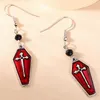 Dangle Earrings Red Coffin Vampire Cross Punk Goth Style Long Earring For Women Girls Personality Halloween Jewelry Gifts