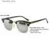 Óculos de sol óculos de sol de alta qualidade com meia borda quadrado feito à mão acetato metal lente de vidro S M tamanho mulheres roupas de verão L240322