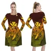 Casual Kleider NOISYDESIGNS Frauen Party Kleid Luxus Hawaii Polynesian Plumeria Dame Kurze Lange Ärmel Weibliche Vestidos De Verano