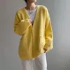 Femme Violet Épais Poche Butt Surdimensionné Lg Pull En Tricot Cardigan Veste Jaune Col En V Harajuku Cardigan Automne Hiver 2021 z5LI #