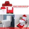 Toilet Seat Covers 3Pcs Rug Tank Cover Set Santa Claus/Snowman Christmas Bathroom Decorations Soft For Home Indoor Decor