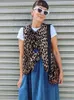 Fi stampa Leopard Vest donna 2024 Primavera Estate Sleevel Lace Up Cardigan Gilet femminile High Street Ladies Chic Top L7S3 #