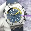 Наручные часы Nice AP Epic Royal Oak Offshore Series 26703ST, синий циферблат, 1/4, желтый, с функцией хронографа, мужские часы, 42 мм