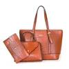 Evening Bags Women 3-pcs Set Tote Handbag PU Leather Crocodile Bag Shoulder With Purse Luxury Purses And Handbags