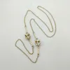 2023 Luxury quality Charm long chain pendant necklace with hollow design white enamel color have box stamp PS7409A284g