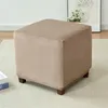 Chair Covers Velvet Ottoman Cover Elastic Square Footstool 360 Degrees All-inclusive Footrest Slipcovers Protector Case For Living Room