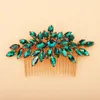 Trendy Sier Rhines Bridal Hair Combs Schwarze Hochzeitskopfakrories Grüne Braut Kopfbedeckung handgefertigte Frauen Party Red Tiaras P0WC#