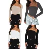 Damestanktopjes Camis Slim Fit Y2K crop tops en lange mouwen Bolero 2-delig Uitsparing Strapless Effen kleur Tube Street chic Drop Delivery App Dhieq