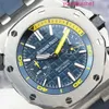 Top AP Wrist Watch Royal Oak Offshore Series 26703ST Mens Watch Blue Dial Yellow Diving Ring 42mm Automatic Mechanical Watch